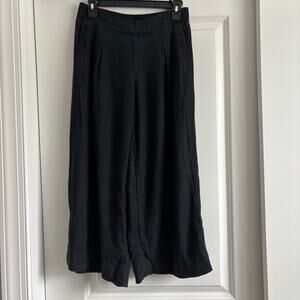 Athleta Women's Black Playa Linen Wide Crop Pants Sz 8P Essential